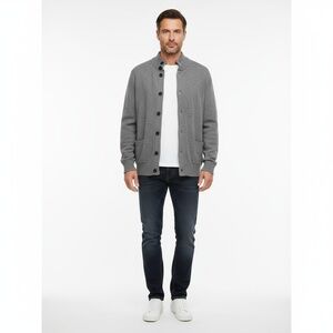 Oscar De La Renta Cardigan Sweater Mens Size XL Gray Stylish Knit Button Front C